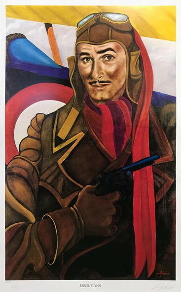 Ferdie Pacheco Artist Signed Limited Edition of 500 Offset Lithograph on Paper: "ERROL FLYNN"