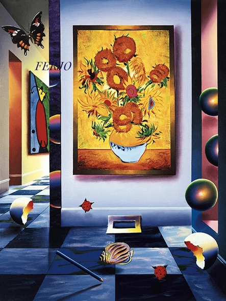 Ferjo  Artist Signed Limited Edition Canvas Giclee: "BAHIA'S SUNFLOWERS"