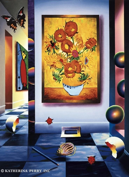 Ferjo Artist Signed Limited Edition Canvas Giclee: "BAHIA SUNFLOWER"