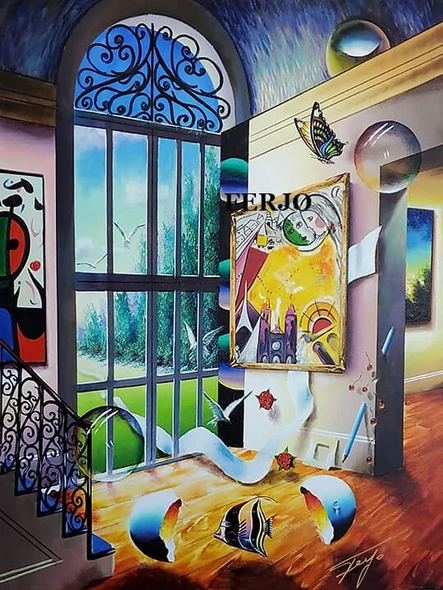 Ferjo Artist Signed Limited Edition Canvas Giclee: "GARDEN VIEW"