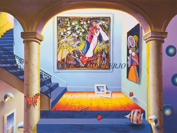 Ferjo Artist Signed Limited Edition Canvas Giclee: "HOMAGE TO CHAGALL"