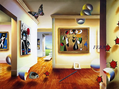 Ferjo  Artist Signed Limited Edition Canvas Giclee: "HOMAGE VAN MIRO"