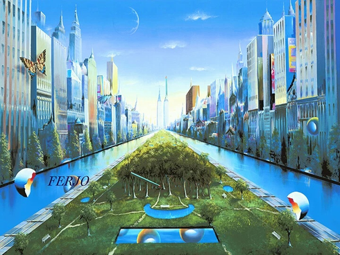 Ferjo Artist Signed Limited Edition Canvas Giclee: "JOURNEY TO FUTURE" Ferjo Artist Signed Limited Edition Canvas Giclee: "JOURNEY TO FUTURE"