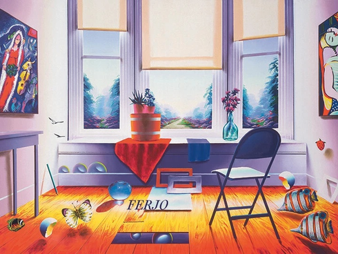 Ferjo Artist Signed Limited Edition Canvas Giclee: "MAGIC WINDOWSILL" Ferjo Artist Signed Limited Edition Canvas Giclee: "MAGIC WINDOWSILL"