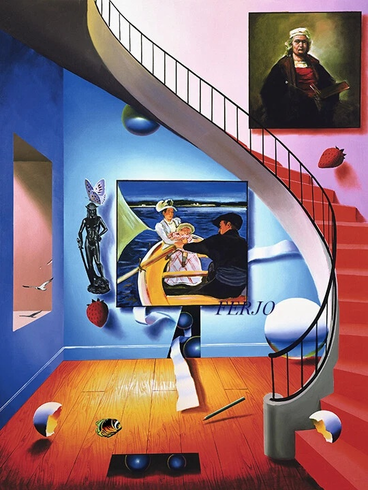 Ferjo  Artist Signed Limited Edition Canvas Giclee: "NEW STAIRS TO THE MASTERS"
