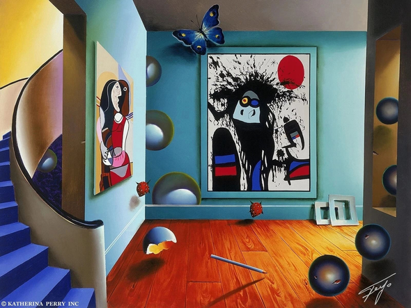Ferjo  Artist Signed Limited Edition Canvas Giclee: "PICASSO AND MIRO"