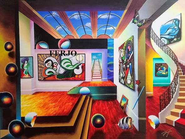 Ferjo Artist Signed Limited Edition Canvas Giclee: "PICASSO GALLERY"