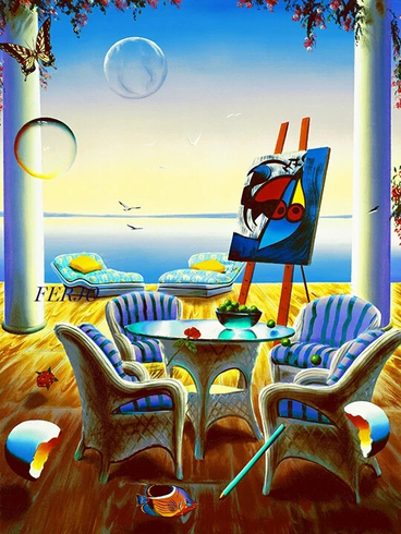 Ferjo  Artist Signed Limited Edition Canvas Giclee: "RELAXATION"