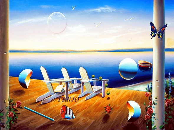 Ferjo Artist Signed Limited Edition Canvas Giclee: "SUMMER BREEZE"