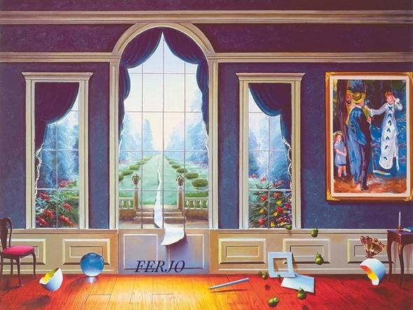 Ferjo  Artist Signed Limited Edition Canvas Giclee: "THE BLUE ROOM"