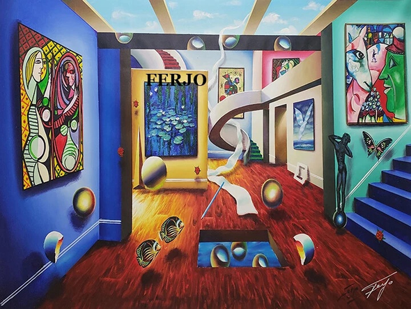 Ferjo Artist Signed Limited Edition Canvas Giclee: "THE MASTERS GALLERY"
