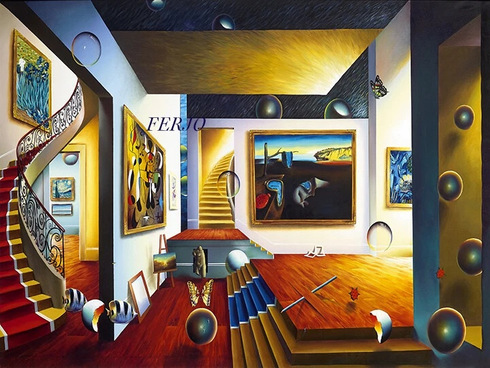 Ferjo Artist Signed Limited Edition Canvas Giclee: "THE MAZE" Ferjo Artist Signed Limited Edition Canvas Giclee: "THE MAZE"