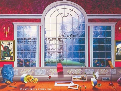 Ferjo Artist Signed Limited Edition Canvas Giclee: "THE RED ROOM" Ferjo Artist Signed Limited Edition Canvas Giclee: "THE RED ROOM"