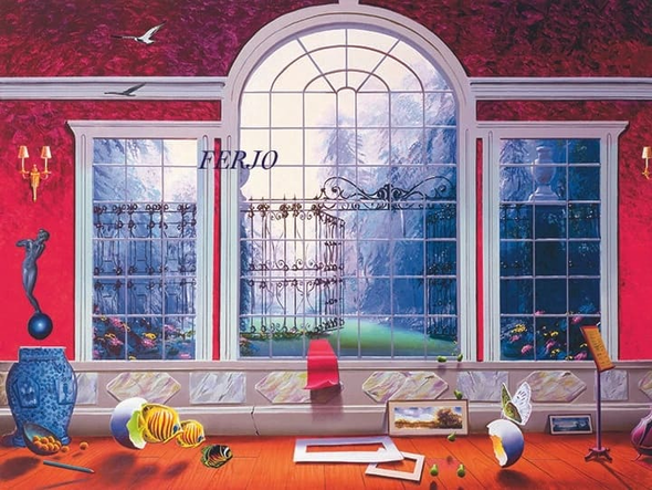 Ferjo Artist Signed Limited Edition Canvas Giclee: "THE RED ROOM"