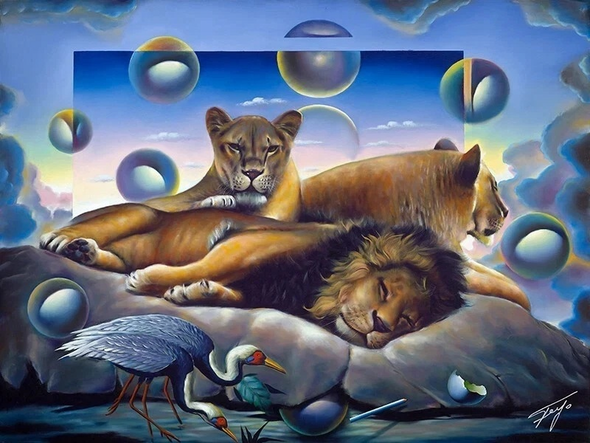 Ferjo  Artist Signed Limited Edition Canvas Giclee: "THE ROYAL FAMILY"