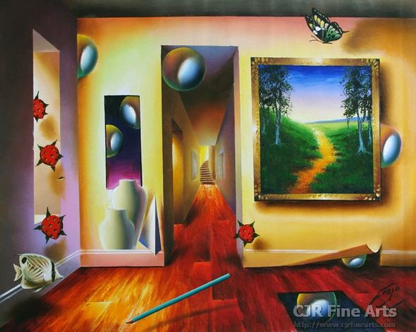Ferjo Hand Signed and Numbered Limited Edition Canvas Giclee:"Dreamlike Corridor"