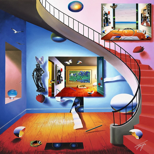 Ferjo Hand Signed Canvas Giclée Print: "STAIRWAY OF THE MASTER" Ferjo Hand Signed Canvas Giclée Print: "STAIRWAY OF THE MASTER"