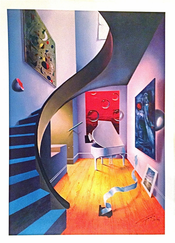 Ferjo Hand Signed Limited Edition Canvas Giclee:"BLUE Stairs" Ferjo Hand Signed Limited Edition Canvas Giclee:"BLUE Stairs"