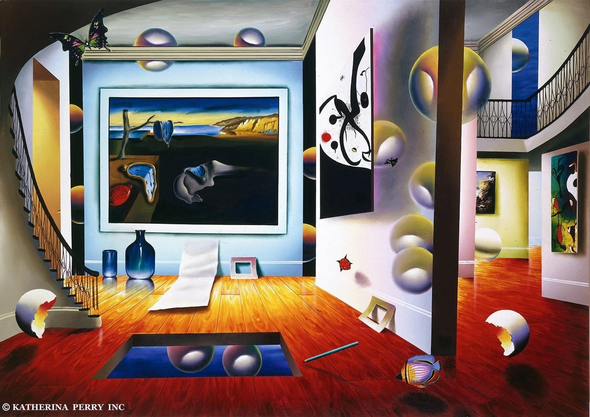 Ferjo  Hand Signed Limited Edition Canvas Giclee: "DALI WITH MIRO"