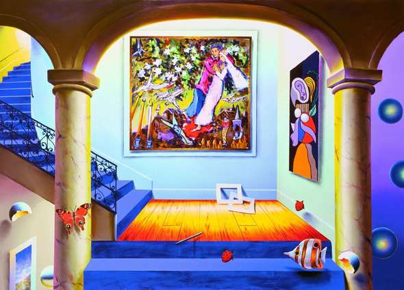 Ferjo Hand Signed Limited Edition Canvas Giclee: "HOMAGE TO CHAGALL"