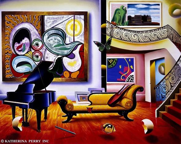 Ferjo Hand Signed Limited Edition Canvas Giclee: "PIANO ROOM"