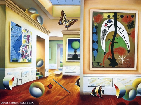 Ferjo Hand Signed Print: "HOMAGE TO MAGRITTE" Ferjo Hand Signed Print: "HOMAGE TO MAGRITTE"