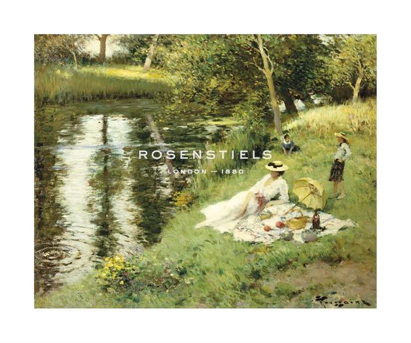 Fernand Toussaint Hand Numbered Limited Edition Print on Paper :"Picnic on the Riverbank"