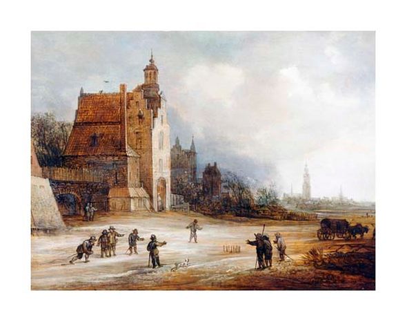 Fine Art Open Edition Giclée:"Soldiers Playing Skittles on a Road"