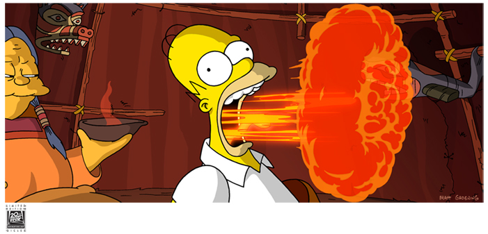 Fox Studio Art Simpsons Giclee Print on Paper: "Flaming Homer"