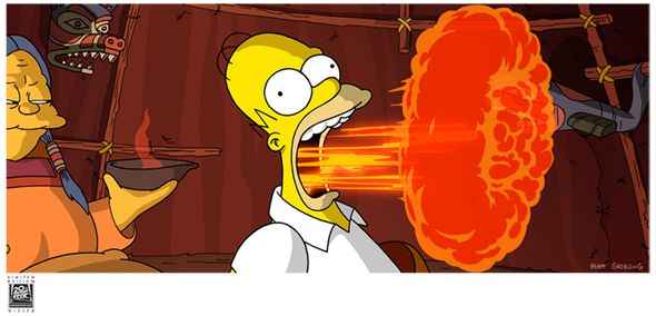 Fox Studio Art Simpsons Giclee Print on Paper: "Flaming Homer"