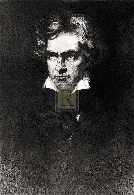 Fr Hendrich Rumpf Artist Hand Colored Copper Plate Printed Atelier Print:"Beethoven"
