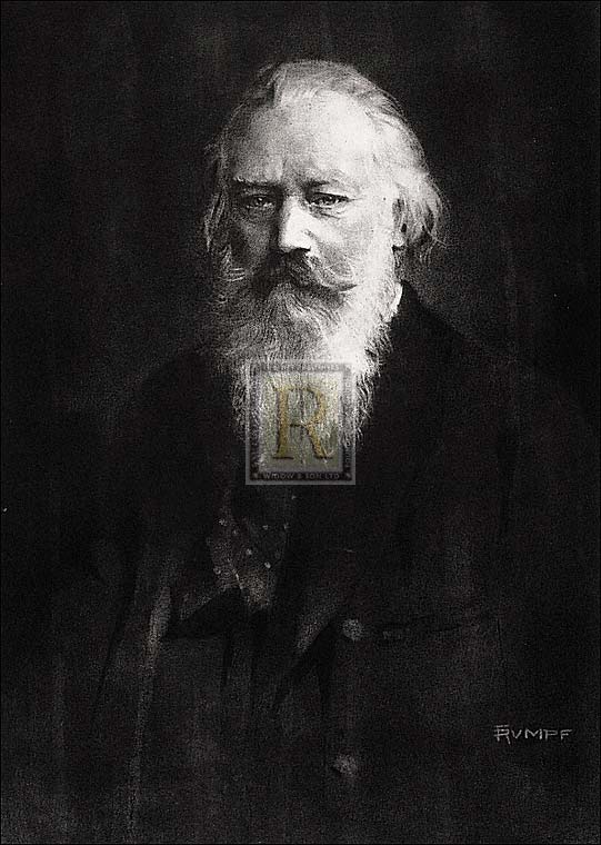Fr Hendrich Rumpf Artist Hand Colored Copper Plate Printed Atelier Print:"Brahms"