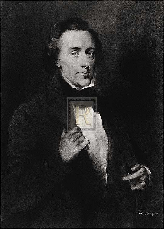 Fr Hendrich Rumpf Artist Hand Colored Copper Plate Printed Atelier Print:"Chopin"
