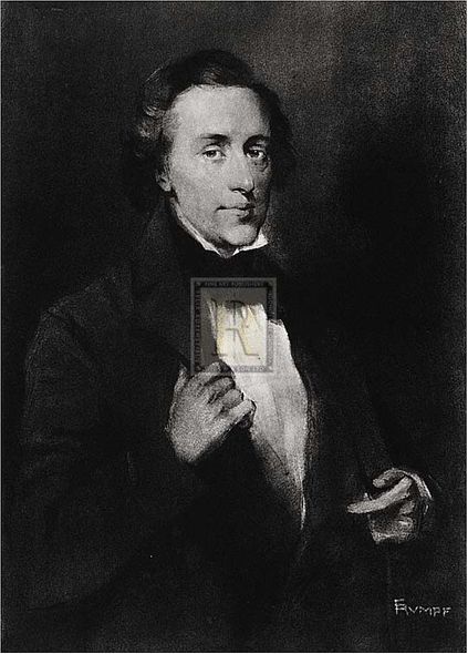 Fr Hendrich Rumpf Artist Hand Colored Copper Plate Printed Atelier Print:"Chopin"