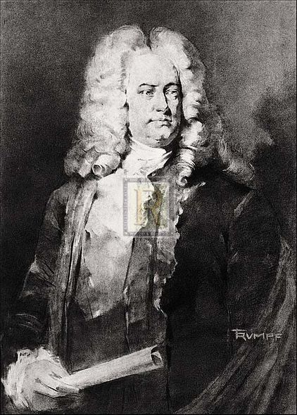 Fr Hendrich Rumpf Artist Hand Colored Copper Plate Printed Atelier Print:"Handel"