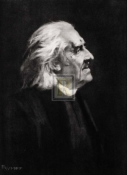 Fr Hendrich Rumpf Artist Hand Colored Copper Plate Printed Atelier Print:"Liszt"