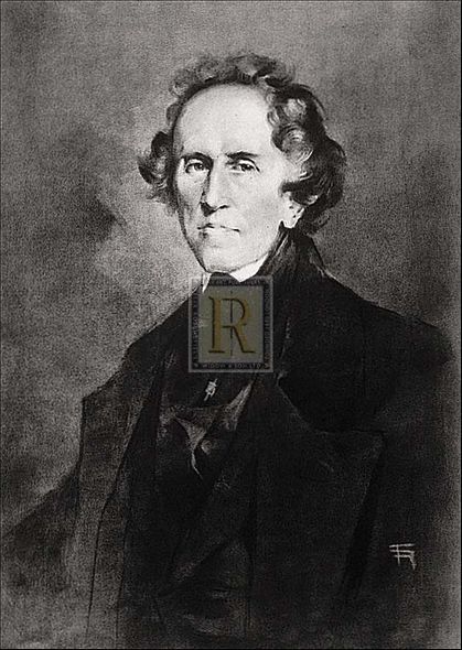 Fr Hendrich Rumpf Artist Hand Colored Copper Plate Printed Atelier Print:"Meyerbeer"