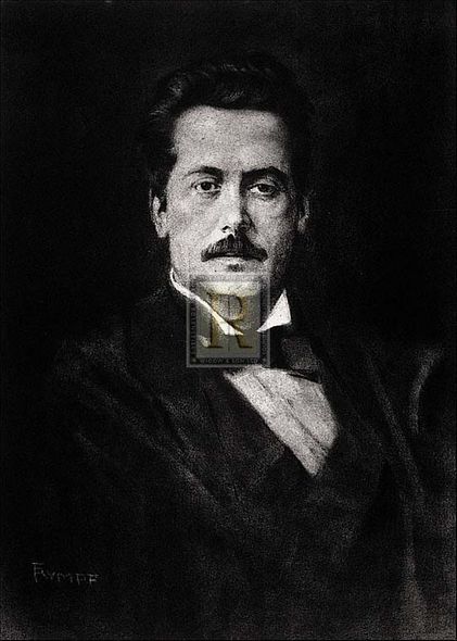 Fr Hendrich Rumpf Artist Hand Colored Copper Plate Printed Atelier Print:"Puccini"