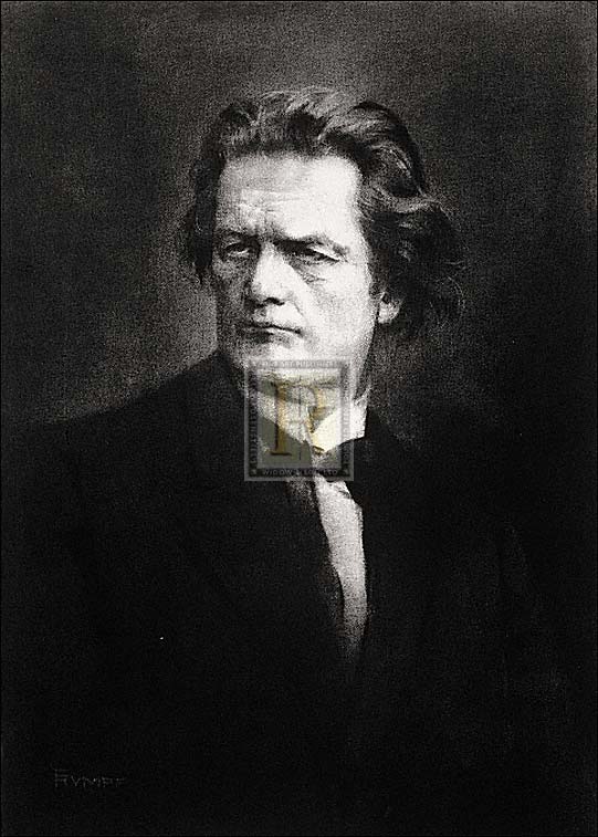 Fr Hendrich Rumpf Artist Hand Colored Copper Plate Printed Atelier Print:"Rubinstein"