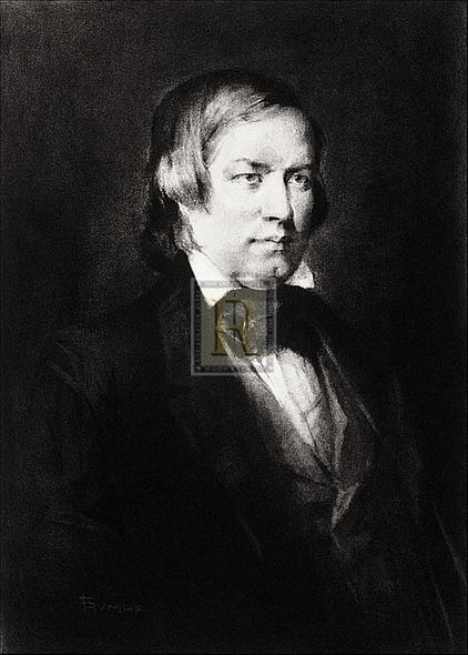 Fr Hendrich Rumpf Artist Hand Colored Copper Plate Printed Atelier Print:"Schumann"