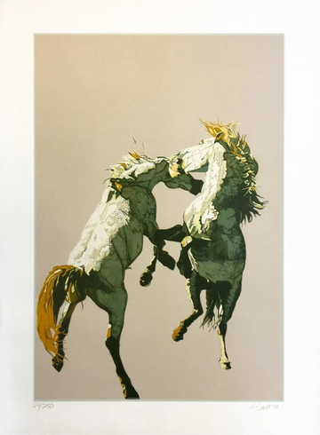 FRAN BULL Artist Signed Limited Edition Serigraph: "FIGHTING HORSES" FRAN BULL Artist Signed Limited Edition Serigraph: "FIGHTING HORSES"
