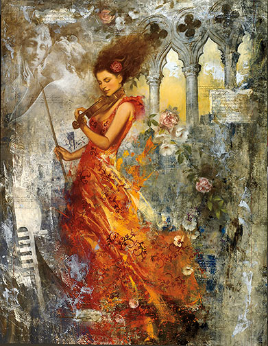 FranÇois Fressinier Signed And Numbered Limited Edition Hand-pulled Canvas Serigraph:"Melodie Venitienne"