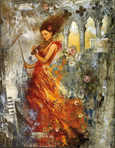 FranÇois Fressinier Signed And Numbered Limited Edition Hand-pulled Canvas Serigraph:"Melodie Venitienne"