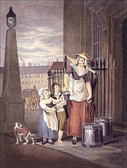 Francis Wheatley Artist Hand Colored Copper Plate Printed Atelier Print:"Milk Below Maids"