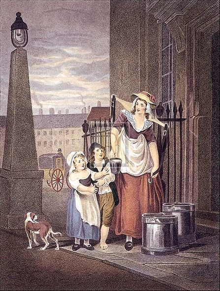 Francis Wheatley Artist Hand Colored Copper Plate Printed Atelier Print:"Milk Below Maids"