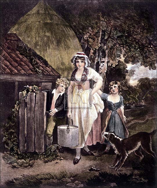 Francis Wheatley Artist Hand Colored Copper Plate Printed Atelier Print:"The Return from Milking"