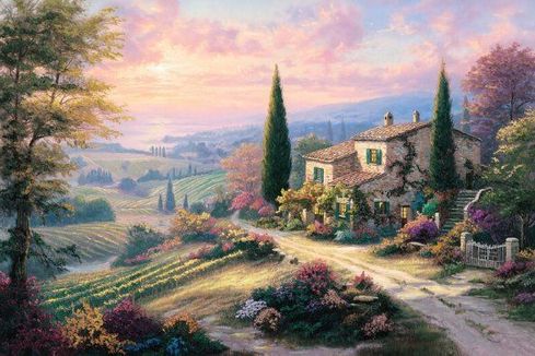 Francisco Caballero Signed Limited Edition Giclee Print:"Tuscan Harvest Home"
