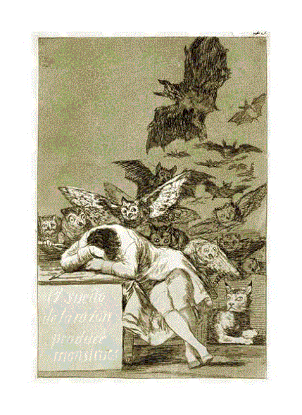 Francisco De Goya Fine Art Open Edition Gicl&eacute;e:"The Sleep of Reason Produces Monsters (Los Caprichios)"