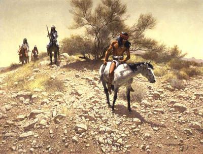FRANK MCCARTHY 12X9 Secondary Market Art: "APACHE TRACKERS"
