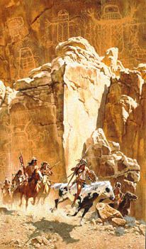 FRANK MCCARTHY 15X25 Secondary Market Art: "BENEATH CLIFFS SPIRITS"